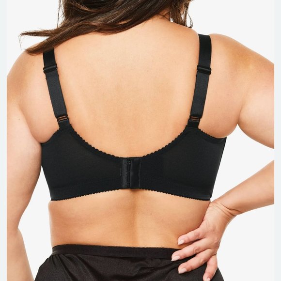 New Elila Full Figure Embroidered Microfiber Wire-Free Bra Black 1301 - Picture 5 of 6